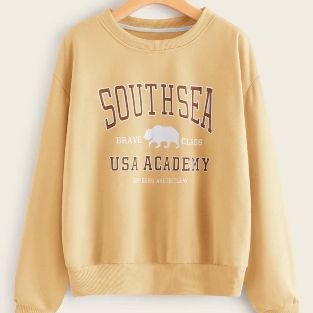 Yellow Letter Graphic Sweatshirt/Pullover